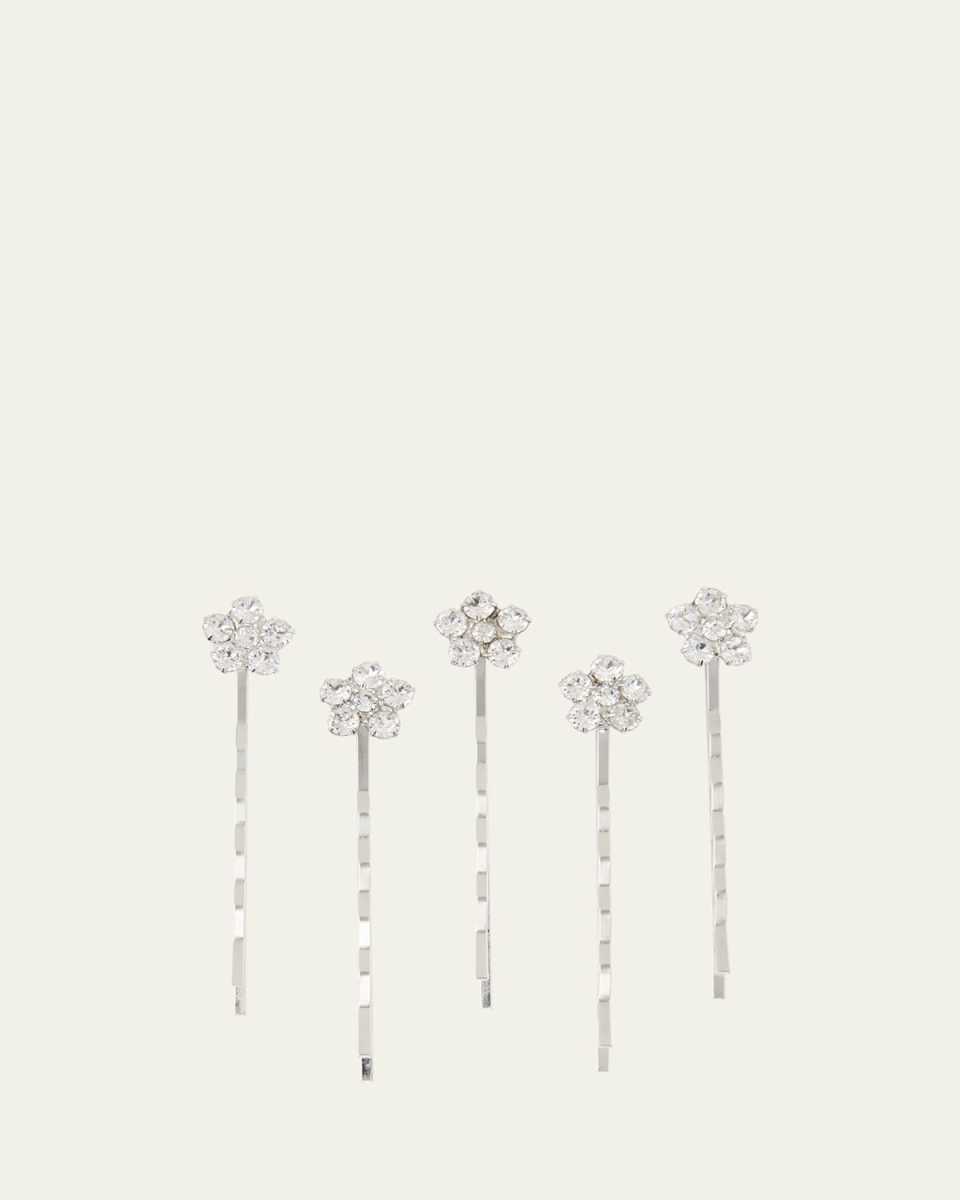 Violet Swarovski Crystal Floral Bobby Pins, Set of 5